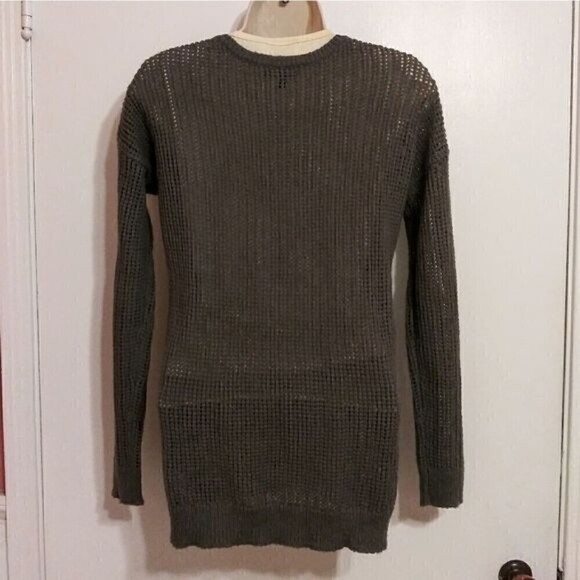 Gap Open Knit Scoop Neck Pullover Tunic Sweater Olive Green Small - Picture 5 of 11
